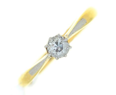 A diamond solitaire ring, with old cut diamond, in gold marked 18ct, 1.8g, size&nbsp;I½ Good condition