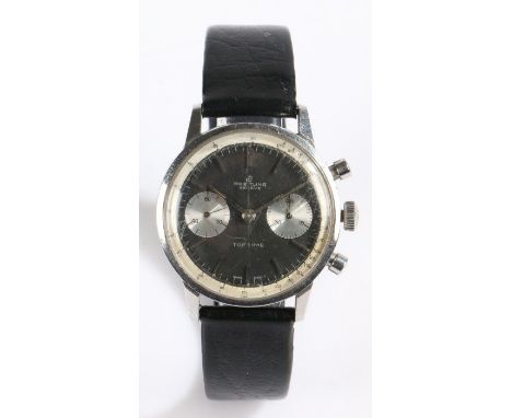 Breitling Top Time gentleman's stainless steel wristwatch, ref. 2002, circa 1965, the signed black dial with baton markers, o