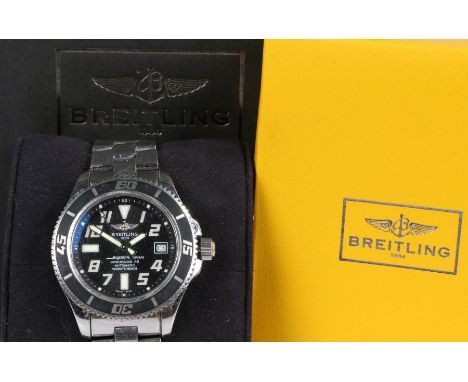 Breitling Superocean 42 gentleman's stainless steel wristwatch, serial no. 1442395, circa 2012, the signed black dial with Ar