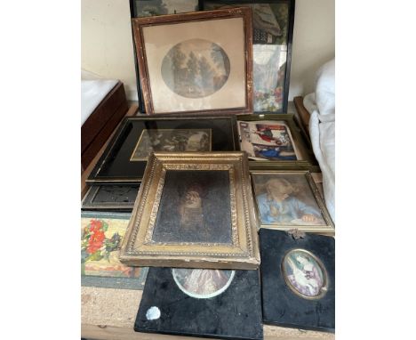 19th century Continental SchoolHead and shoulders portrait of a gentlemanOil on board Together with a collection of prints