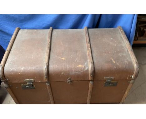A wooden bound trunk