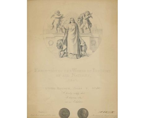 A Victorian industrial certificate, 1851, the certificate awarded to John Copling Jnr for his entry into the 'Exhibition of t