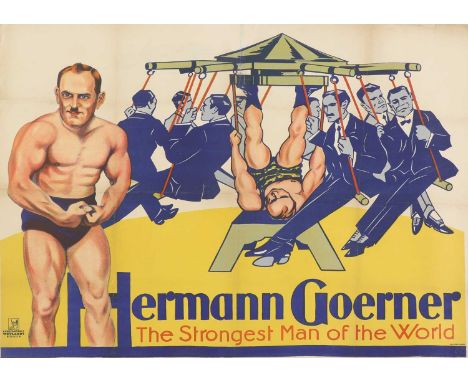 A German constructivist-style fairground advertising poster,1920s, advertising the feats of Hermann Görner, inscribed 'Herman