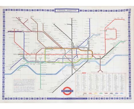 A London Underground station map, 1969, designed by Paul Garbutt, based on the original diagrammatic principles of HC Beck, l
