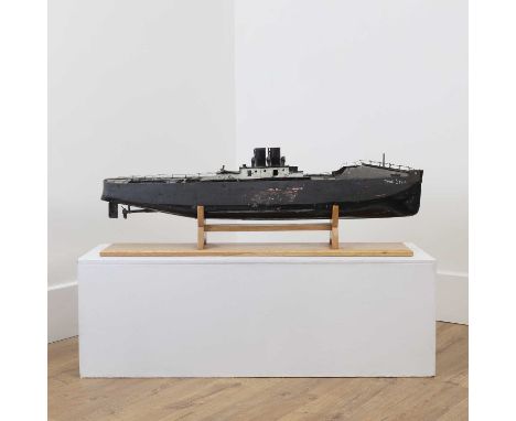 A large late Victorian live-steam model of a Royal Navy torpedo-destroyer,  c.1900, of scratch-built soldered tinplate constr