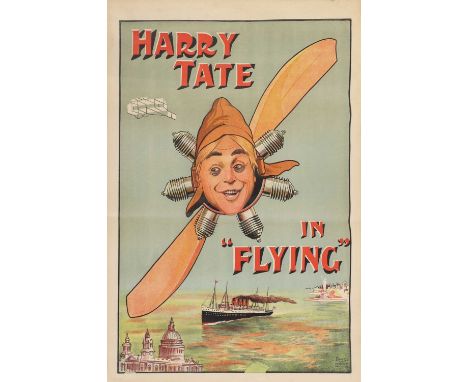 Harry Tate in 'Flying',c.1910, an original poster for the Musical Comedy Revue starring the famous Harry Tate, the artwork de