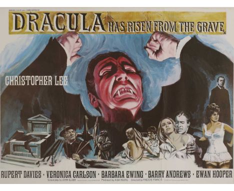 'Dracula Has Risen From The Grave',1968, a Hammer Horror British quad movie poster for the film starring Christopher Lee, art