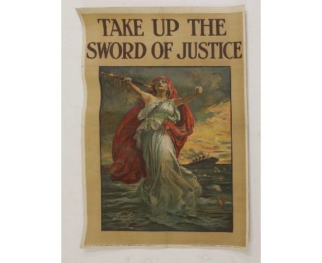 'Take Up the Sword of Justice',1915, lithograph in colours, original artwork by John Bernard Partridge,102 x 62cmThe poster d