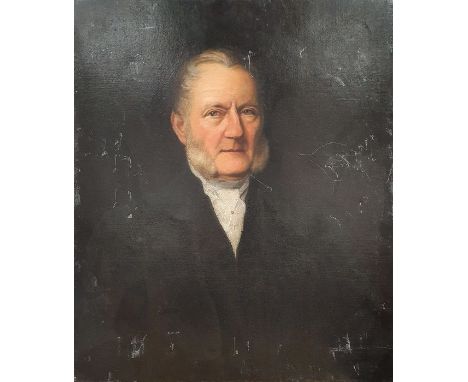 19th century schoolOil on canvasPortrait study of gentleman in black jacket and white cravat, unsigned, 74cm x 64cm