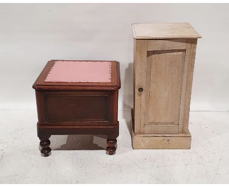 19th century mahogany box commode, the top with moulded edge, on turned supports, 46cm x 48cm x 44.5cm and a vintage painted 