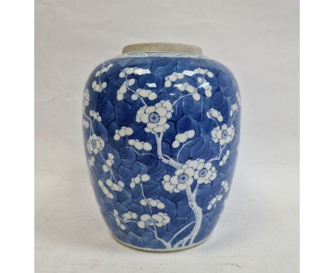 Chinese prunus blossom decorated jar with six-character Kangxi mark to baseCondition ReportLight surface marks, accretions. D