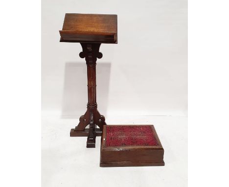 Mid 19th century Gothic revival oak lectern, having cluster pilaster column and on cruciform base, all with trefoil piercing,
