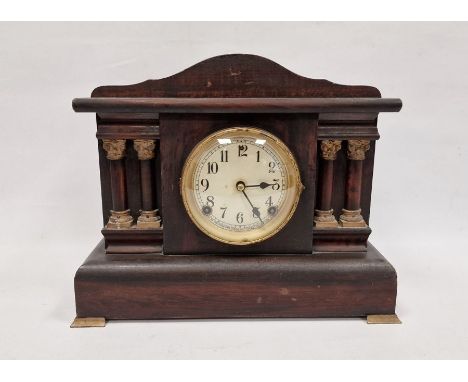 20th century mantel clock with Arabic numerals to the dial, marked 'Made by The Sessions Clock Co Forestville Conn USA' 
