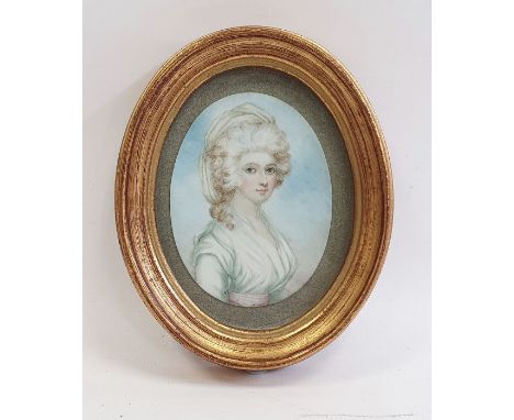 Miniature on ivory, half-length portrait of Georgian lady, possibly twentieth century 6.5 x 5 cm approx