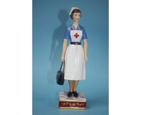 A Royal Worcester figure 'British Red Cross Society VAD member', no. 141/750, boxed, with certificate