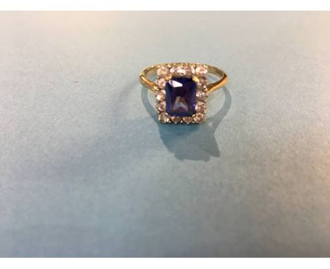 A 9ct diamond and tanzanite ring. 3.9g, size 'K'