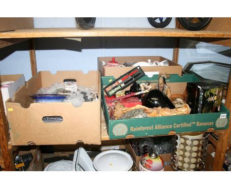 A shelf of miscellaneous, Oriental items etc.