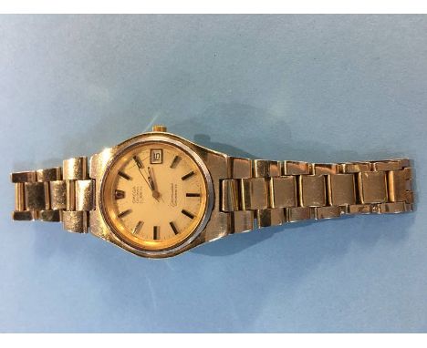 A gents wristwatch, dial signed Omega Electronic F 300hz Seamaster chronometer, together with box and spare link