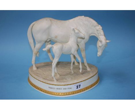 A Royal Worcester 'Prince's Grace and Foal' modelled by Doris Lindner, no. 104/250, with certificate