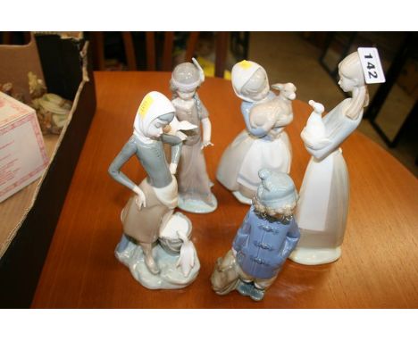 Five Nao and Lladro figures