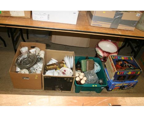 A large quantity of miscellaneous glass and china, miners lamp etc.