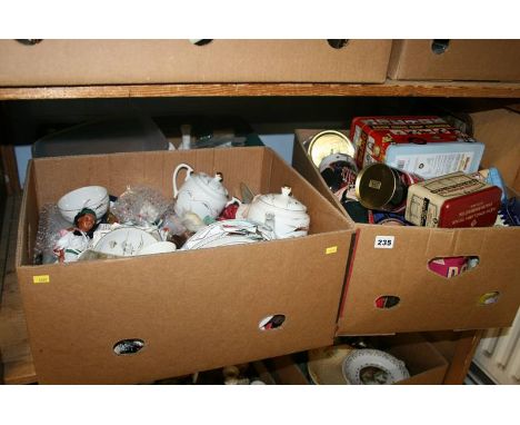 A shelf of miscellaneous, tins etc.