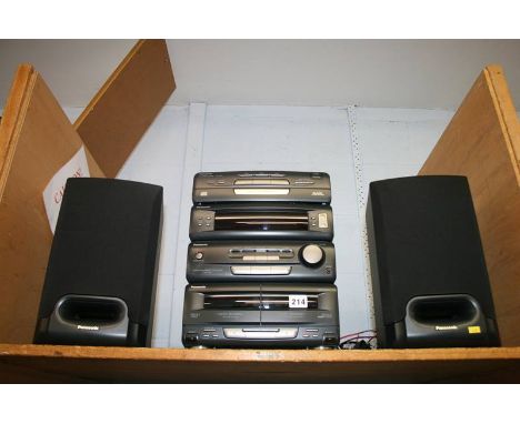 A Panasonic CD stereo system and speaker