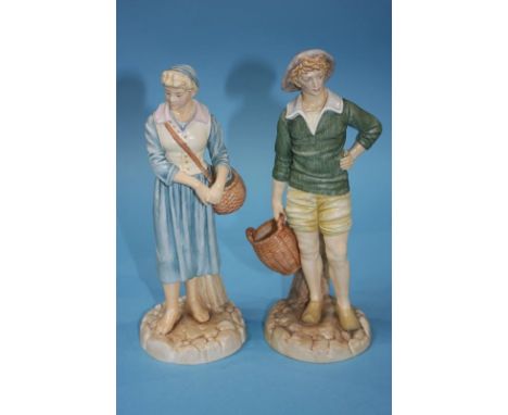 Pair of Royal Worcester 'The Hadley Collection' figures; 'French Fisher boy' and 'French Fisher girl'