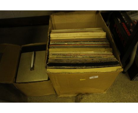 A box of LP's and a projector - sold as collector's item