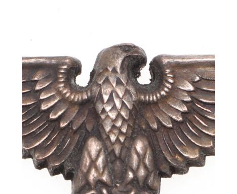 An early war type Waffen-SS Officer's Peaked Cap Eagle, silver plated, marked to the reverse with RZM mark and 'M1/52'. 7cm  