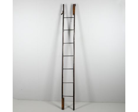 A Folding trench ladder stamped 'Hodgkinson's Patent, Ambergate, Derby'. Folding into three sections, with seven metal rungs.