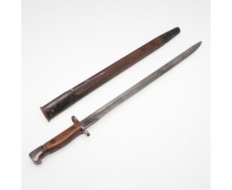 With a 43cm single edged fullered blade, the ricasso with various marks including Government issue arrow, GR beneath a crown,