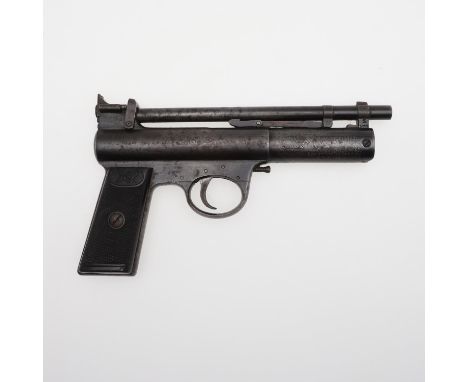 A Webley Senior Air Pistol marked 'The Webley Senior Made in England' and 'Webley and Scott, Ltd Birmingham', with numerous p