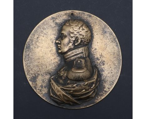 A uniface roundel with relief head and shoulders portrait l. of Friedrich Wilhelm III in military uniform. Indistinctly engra