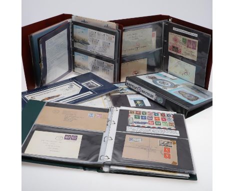 Five albums of ephemera, research material and other items to include: overprinted BMA Eritrea stamps and similar, Air Mail e