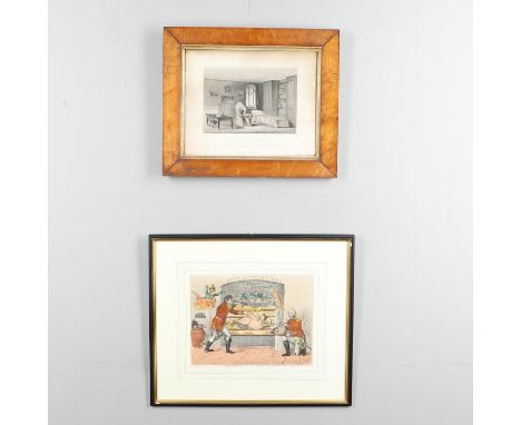 A monochrome print 'The Duke of Wellington's Library, study, and sleeping Apartment at Walmer Castle and the Room in which he
