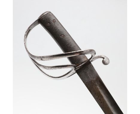 With a broad 90cm long slightly curved single edged spear pointed blade with broad fuller, marked to the back 'Reeves' and to