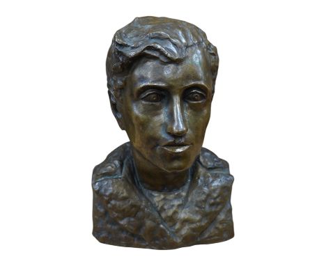 Hermann Haller (1880-1950), bronze bust of a lady, 36.5cm. Condition - good
