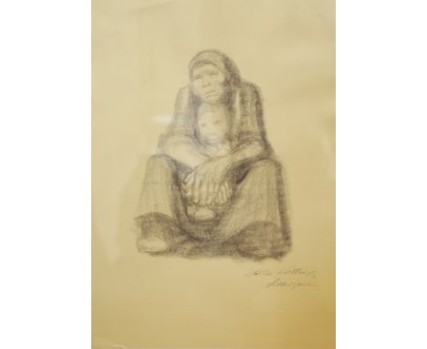 After Kathe Kollwitz (1867-1945), German Expressonist lithograph, Woman with child, 59 x 41cm. Condition - good Good conditio