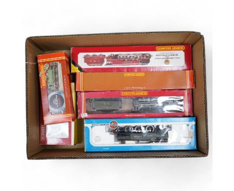 Seven boxed 00 gauge locomotives by Hornby Railways, GMR, Lima, etc. including; an LMS Coronation Class (R.066), two SR Schoo