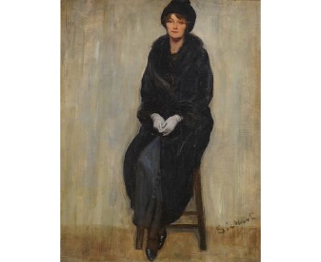 Manner of Walter (1860-1942), oil on panel, Study of a seated woman, signed, inscribed ‘Mrs Uffington, July 1914, W. Sickert’