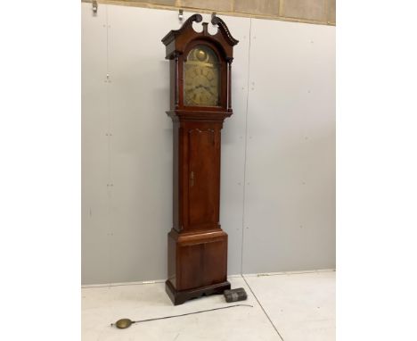 Grindal of Dumfries, a George III mahogany eight day longcase clock, height 222cm. Condition - fair, weights and pendulum pre