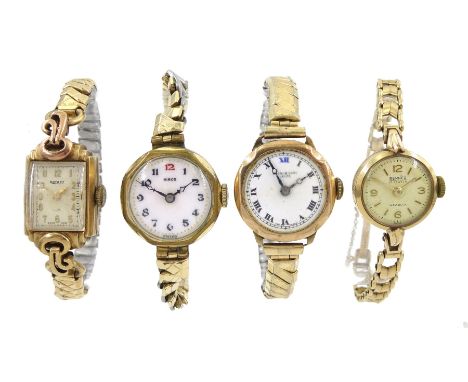 Bernex 9ct gold ladies manual wind presentation bracelet wristwatch, hallmarked, Rotary and Dyson &amp; Sons 9ct gold ladies 