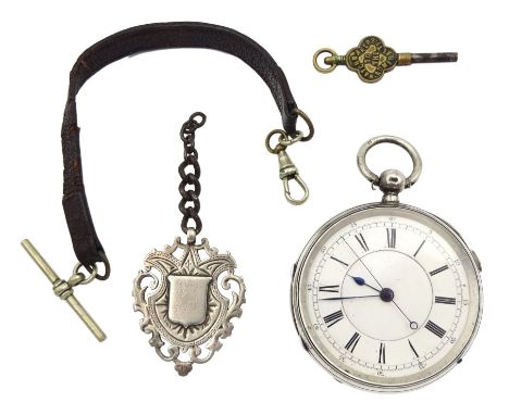 Victorian silver key wound chronograph pocket watch No. 47619, white enamel dial with Roman numerals, case by William Thomas 