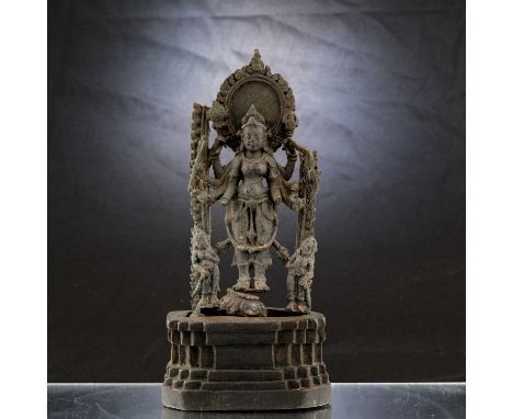 Dimensions: Height 16,5 cm Wide 7 cm Depth 2,5 cm without baseWeight: 337,3 grams Bronze sculpture depicts a Hindu goddess, p