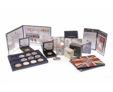 GROUP OF VARIOUS SILVER AND OTHER COINSincluding the 2014 Canada $30 Fine Silver Coin, in capsule, in box, with certificate; 