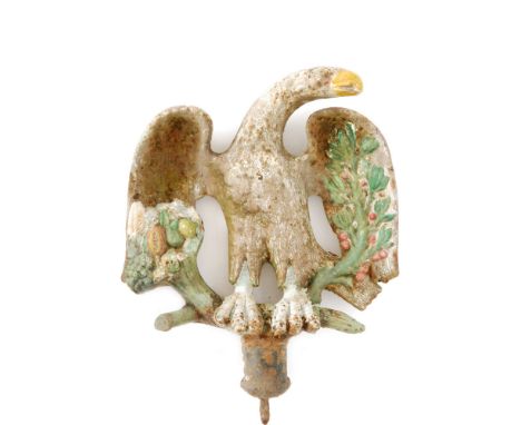 A 19th Century architectural cast iron finial in the form of an eagle, probably a gate post finial, with wings outstretched a