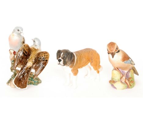 A Beswick model of two turtle doves, model 1022 together with a Beswick model of a St Bernard Corna-Garth Stroller and a Roya