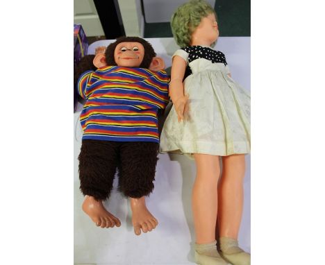 Chad Valley Chimp doll, together with another doll (2)