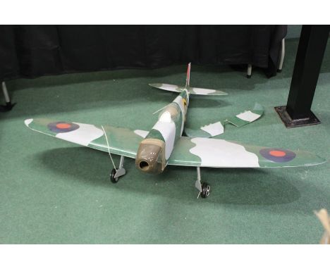 Large scale wooden model of a Supermarine Spitfire, battery-powered